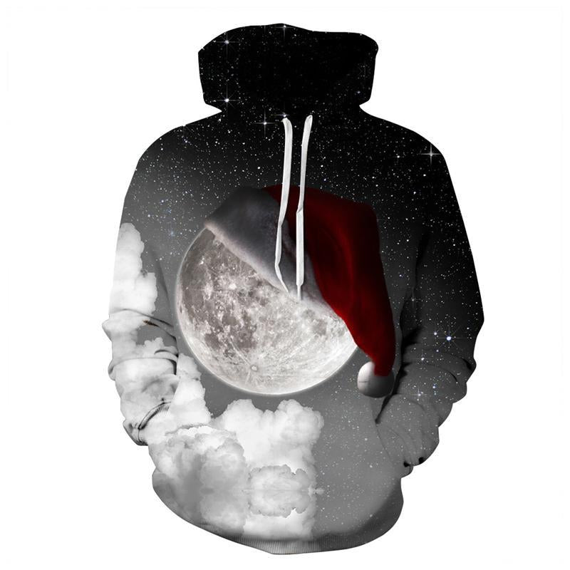 3D Print Hoodie - Sky Star Christmas Hat Pattern Pullover Hoodie  CSS053